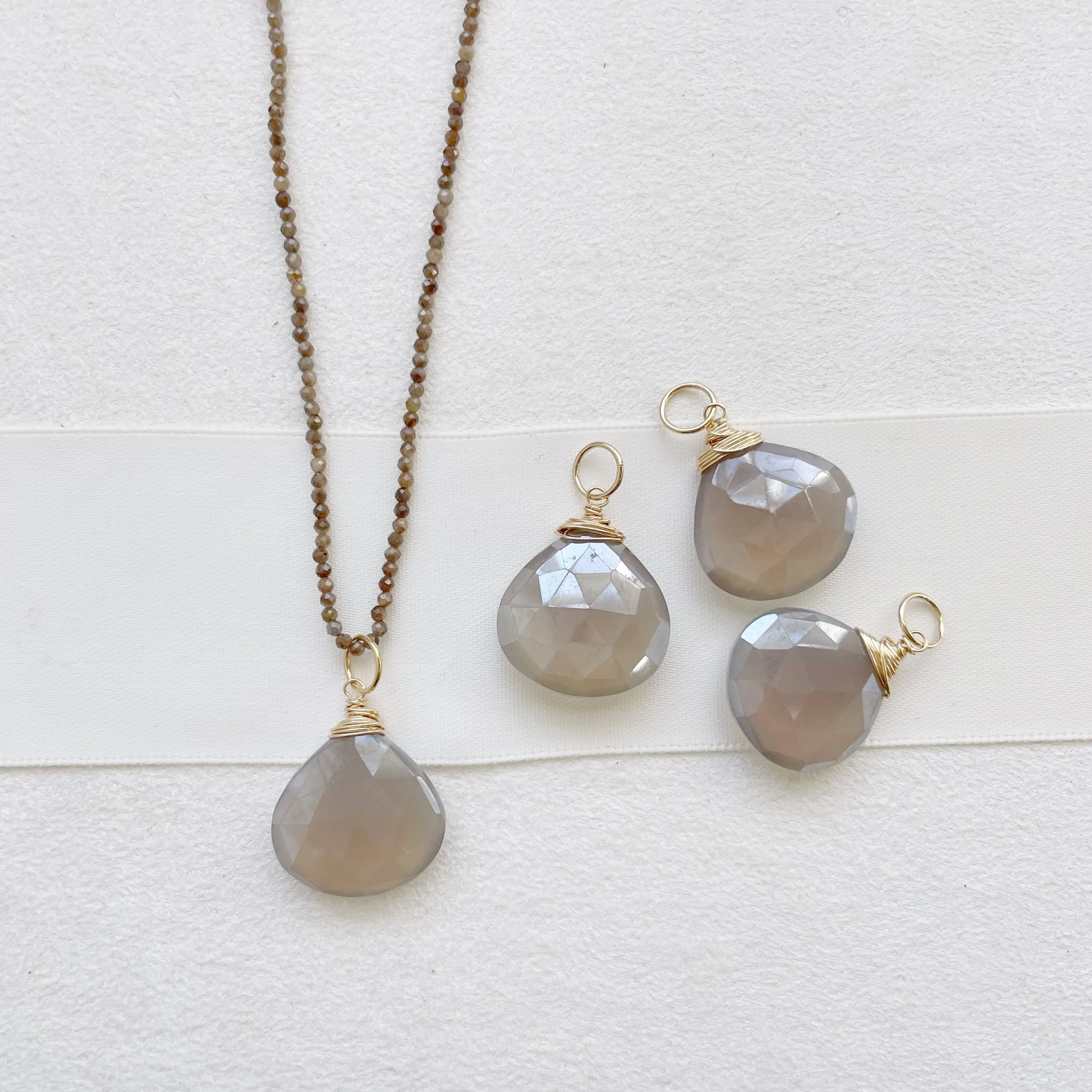 Gray Moonstone drop