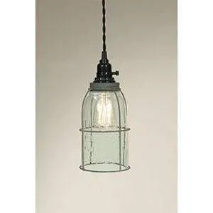 Half Gallon Caged Mason Jar Pendant Lamp - Barn Roof