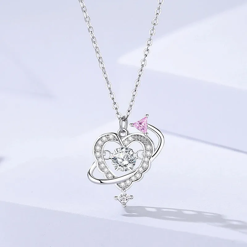 Heart necklace for women s925 silver love zircon clavicle chain light luxury versatile smart pendant Valentine's Day gift