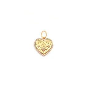 Heart-Ray Pendant | 14K Solid Gold & Diamond