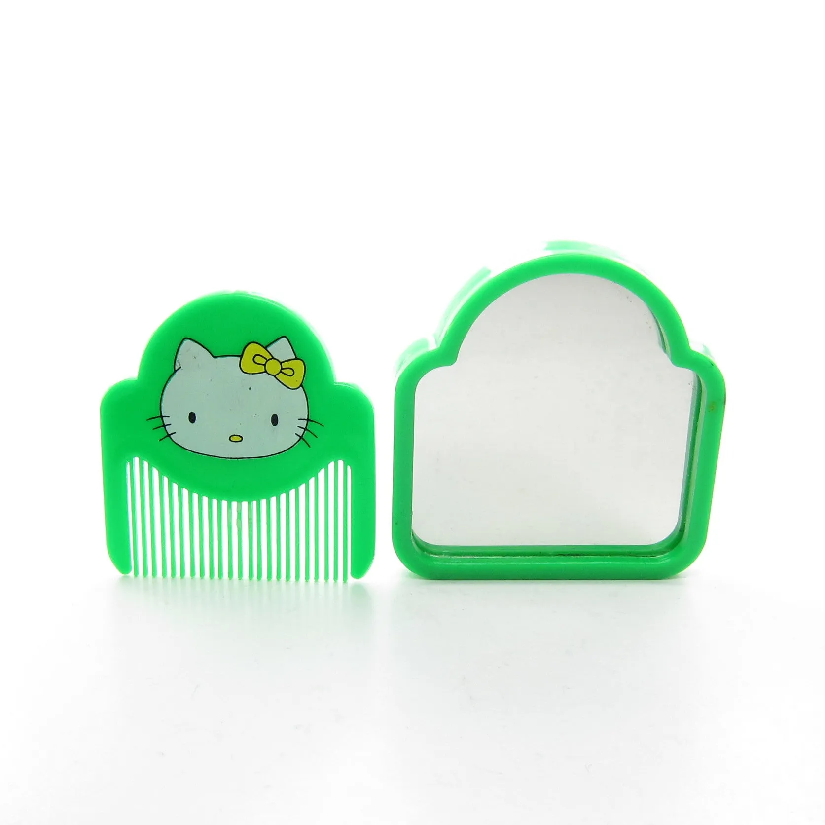 Hello Kitty Vintage Green Pocket Mirror & Comb Set in Vinyl Case