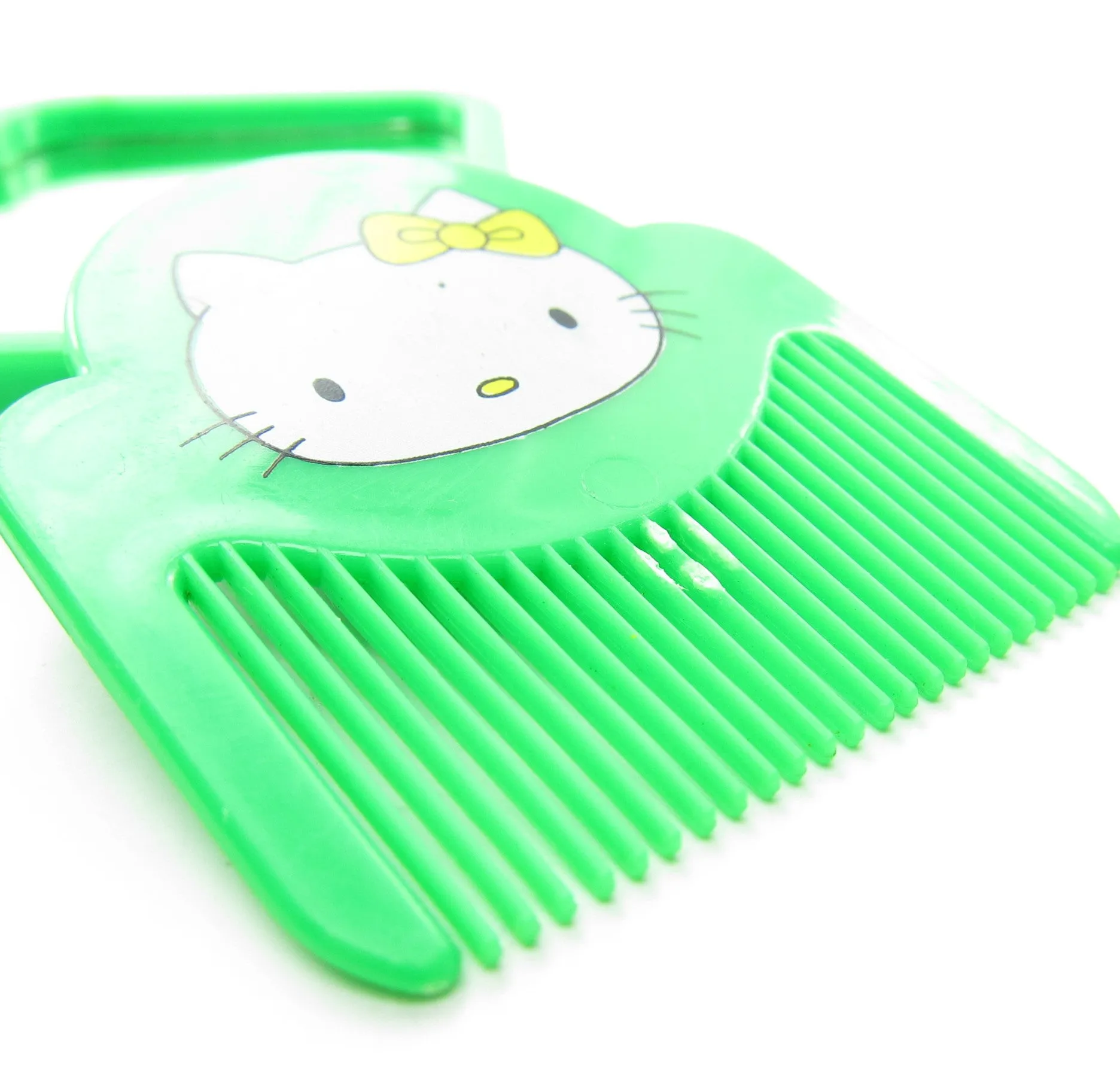 Hello Kitty Vintage Green Pocket Mirror & Comb Set in Vinyl Case