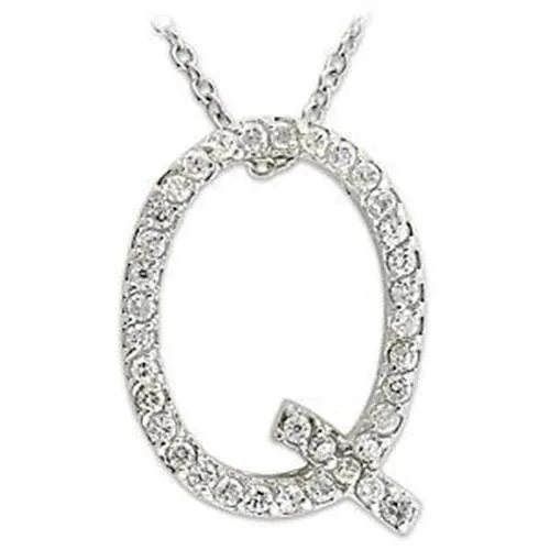 High-Polished 925 Sterling Silver Pendant with AAA Grade CZ in Clear for Women Clear Stone Color Style LOA264 Size One Size