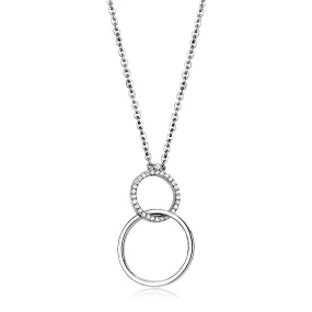 High polished (no plating) Stainless Steel Chain Pendant with AAA Grade CZ in Clear for Women Style DA097