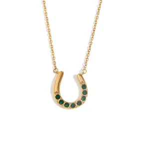 Horseshoe Pendant Necklace with Crystal Accents – Necklace for Women