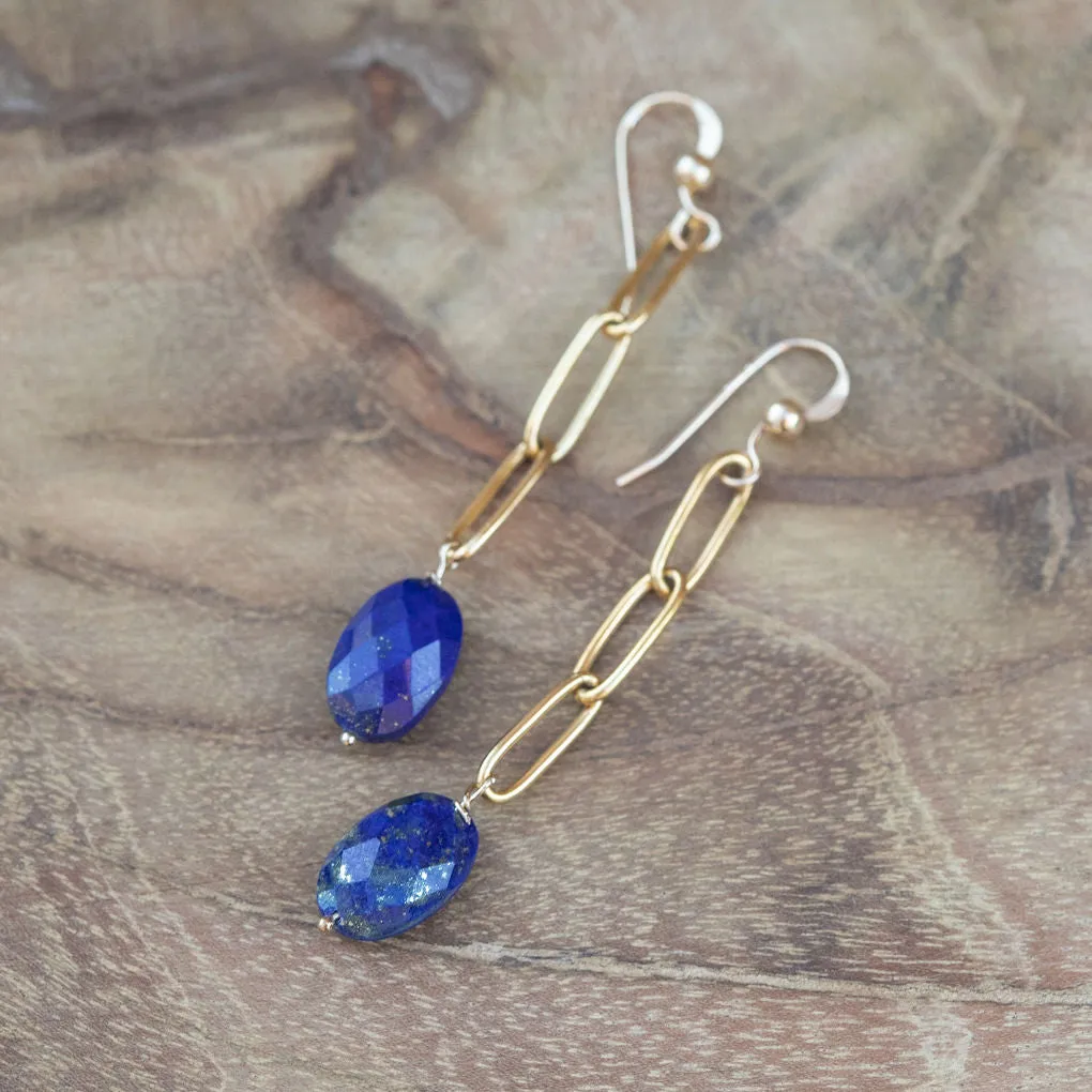 I'm Confident: Lapiz Lazuli Gold Dangle Earrings