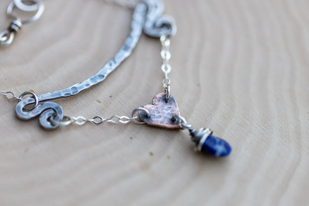 Intuitive Heart Necklace | Lapis Lazuli, Copper & Fine Silver