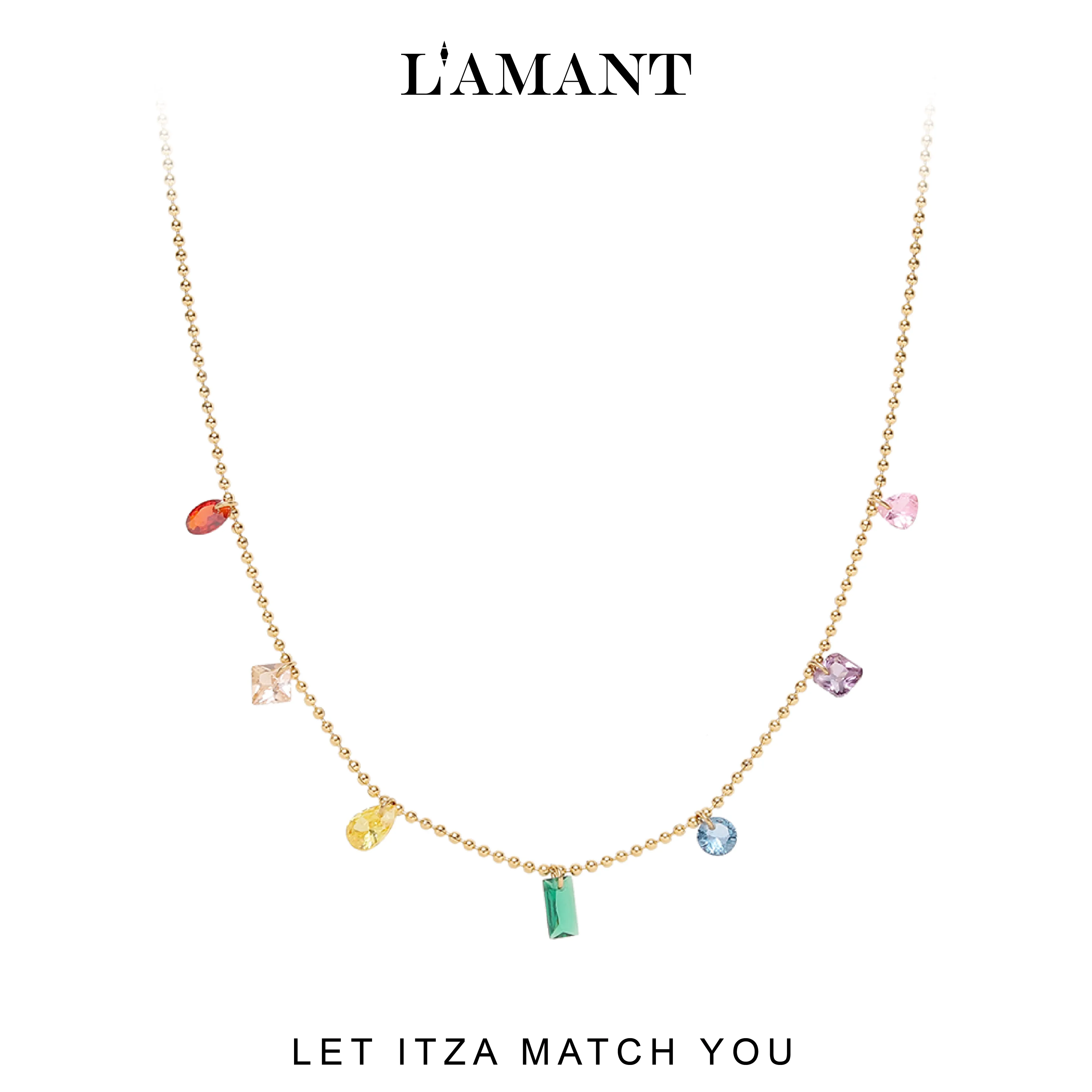 Itza Multi Coloured Cubic Necklace