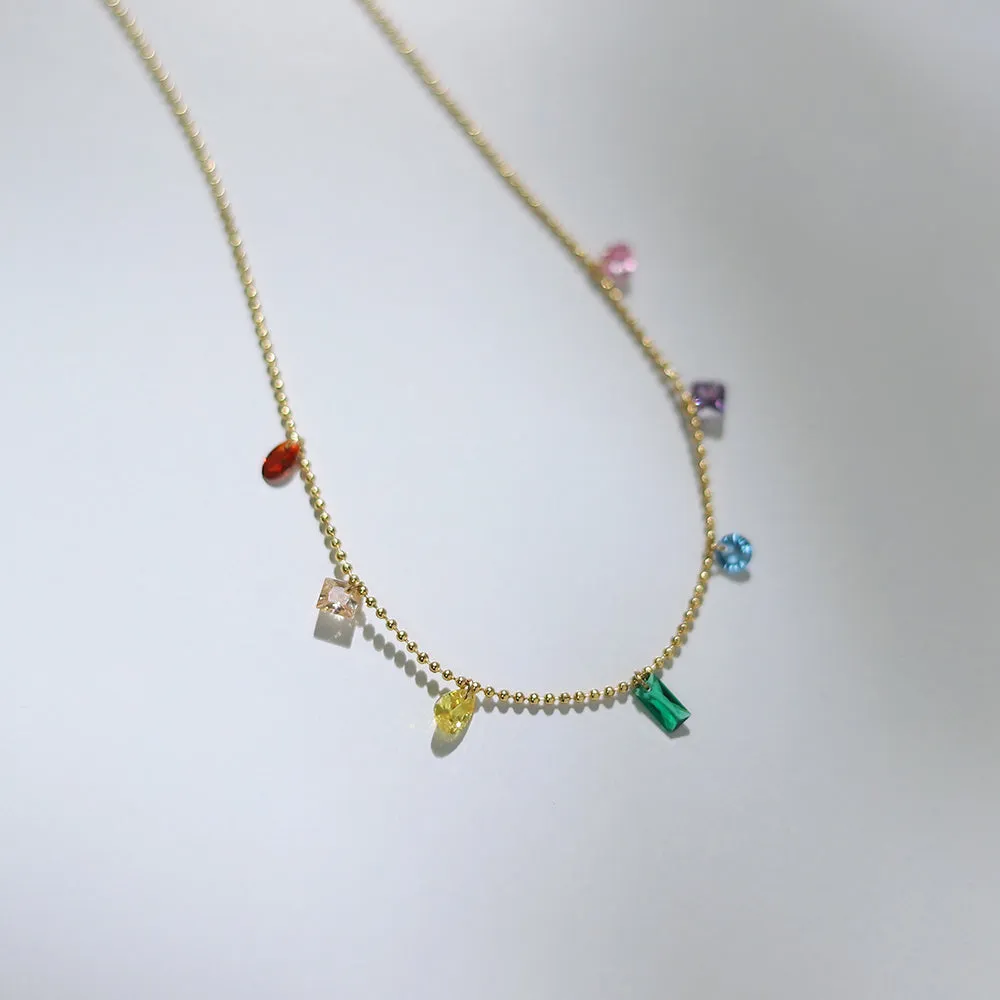 Itza Multi Coloured Cubic Necklace