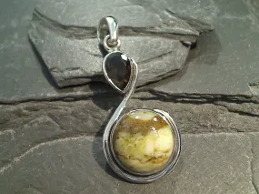 Jasper, Smokey Quartz, Sterling Silver Pendant