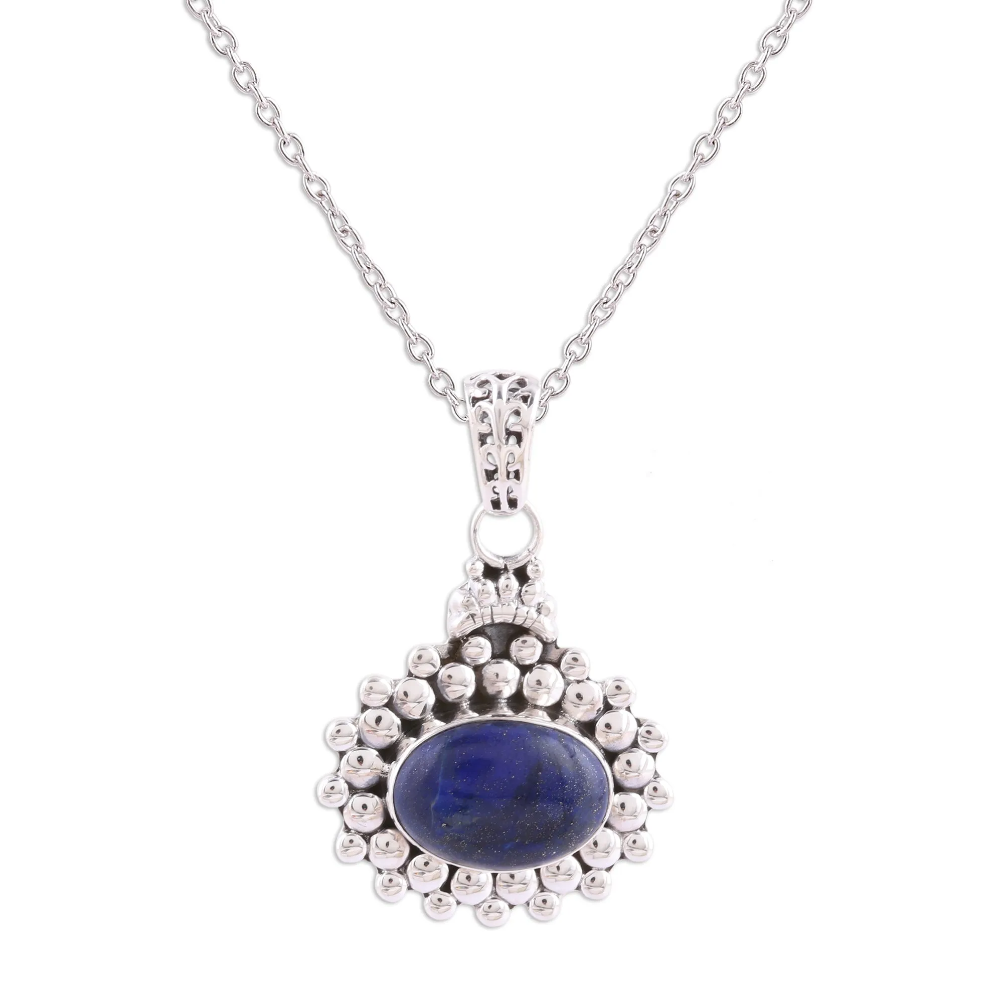 Jewel of Jaipur Lapis Lazuli and Sterling Silver Pendant Necklace from India