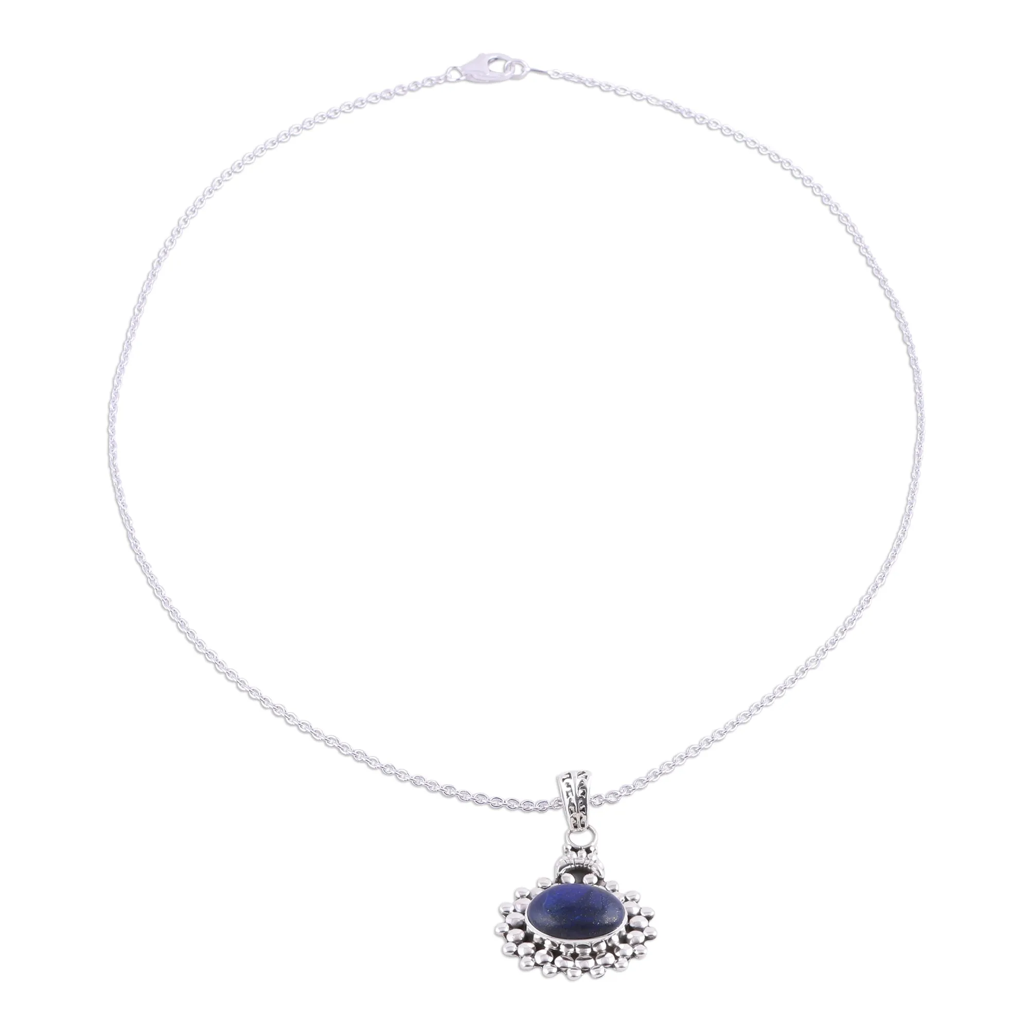 Jewel of Jaipur Lapis Lazuli and Sterling Silver Pendant Necklace from India