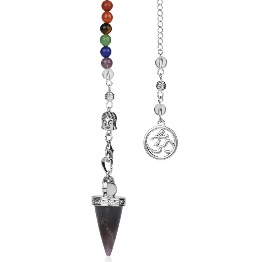 Jewelry Seven Chakra Reiki Necklace Pendulum Amethyst Pendant Yoga Unisex Jewelry