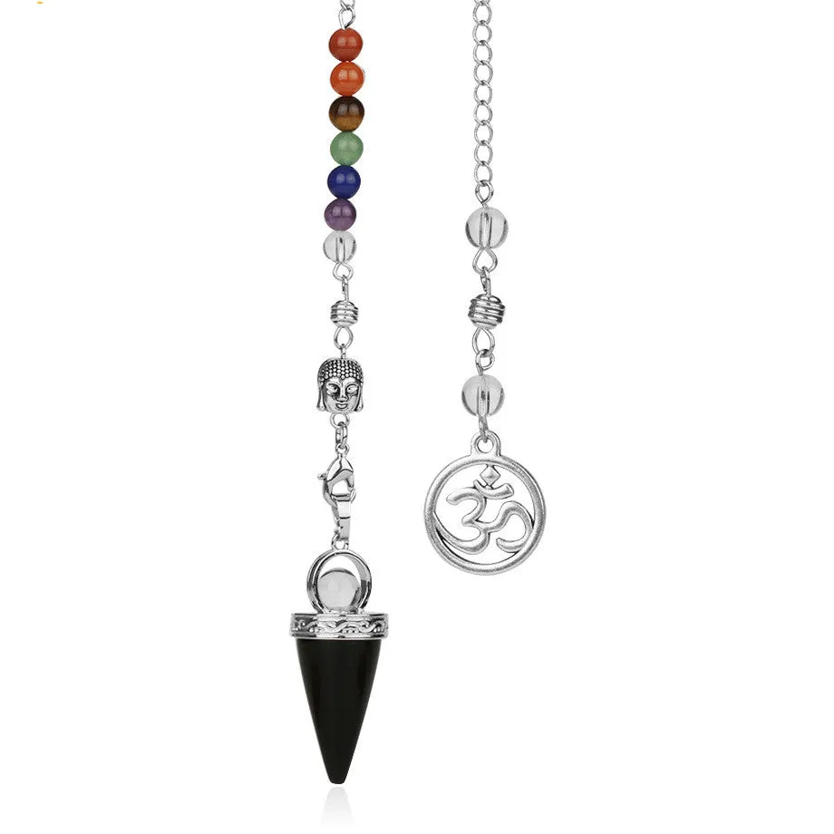 Jewelry Seven Chakra Reiki Necklace Pendulum Amethyst Pendant Yoga Unisex Jewelry