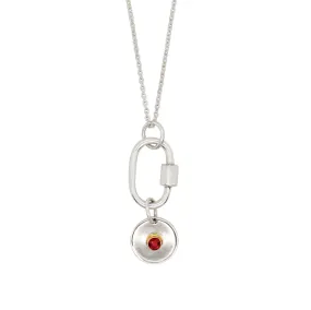 July Birthstone Carabiner Necklace - Ruby