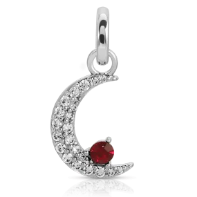 July Ruby Birthstone Charm - Moon