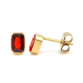 July Ruby Birthstone Earrings - Yellow Gold