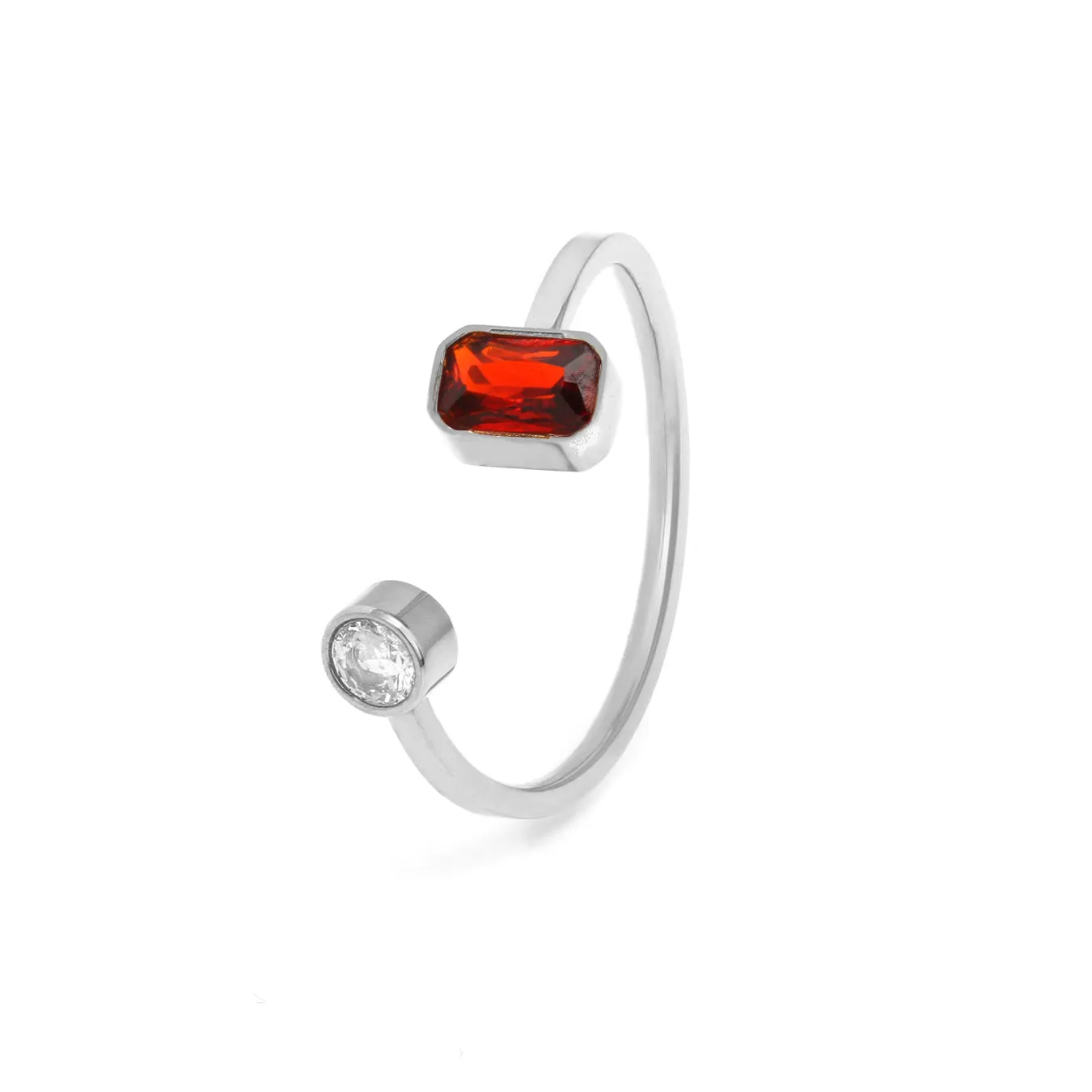 July Ruby Birthstone Ring - Silver