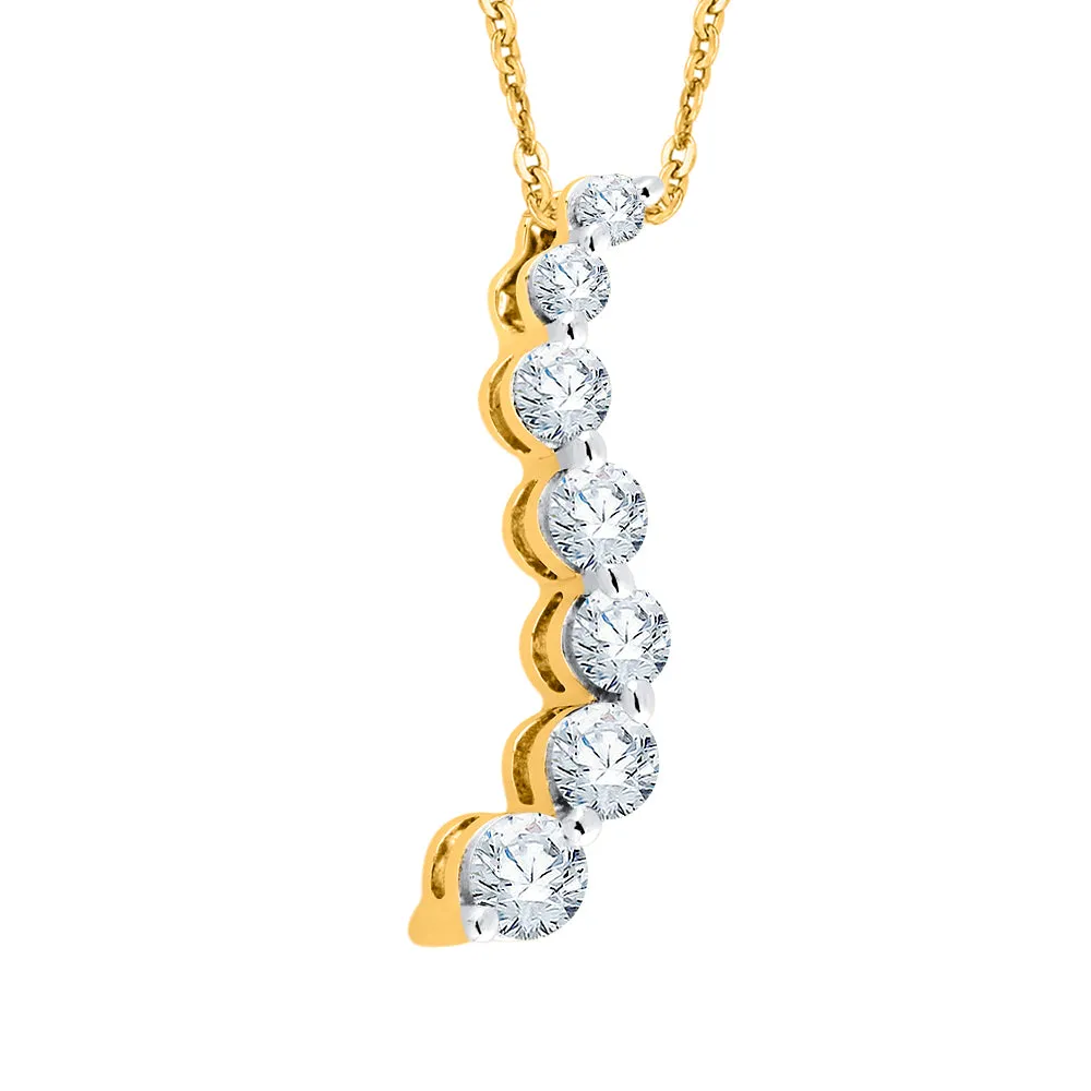 KATARINA 1 cttw Lab Grown Graduated Diamond Journey Pendant Necklace in 14K Gold