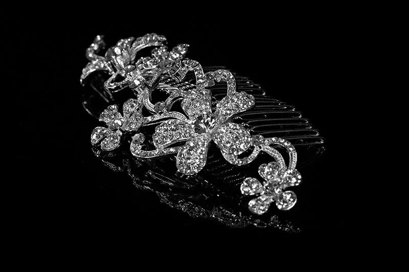 Kathleen Flower Cluster Hair Comb | Swarovski Crystal