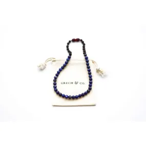 Kids Amber Necklace - Lapis Lazuli   Raw Cherry