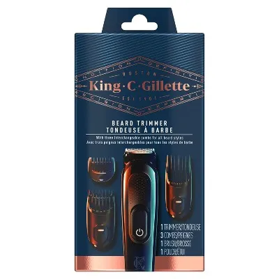 King C. Gillette Men's Cordless Beard Trimmer   3 Interchangeable Combs