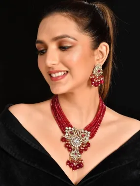 Kundan Crystal Choker Set Red