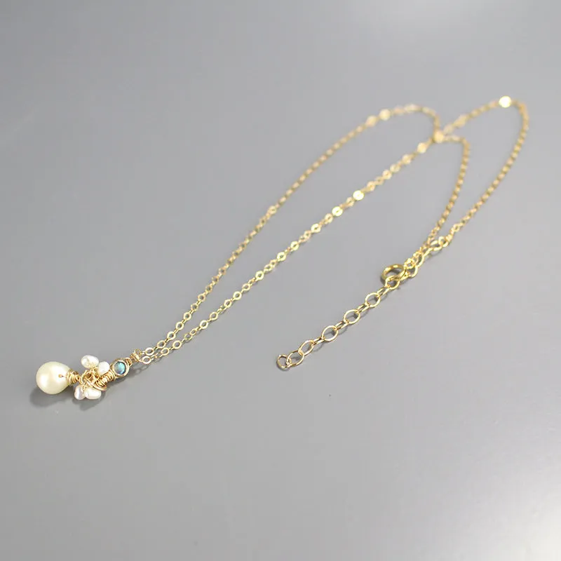 Labradorite Pearl Drop Necklace