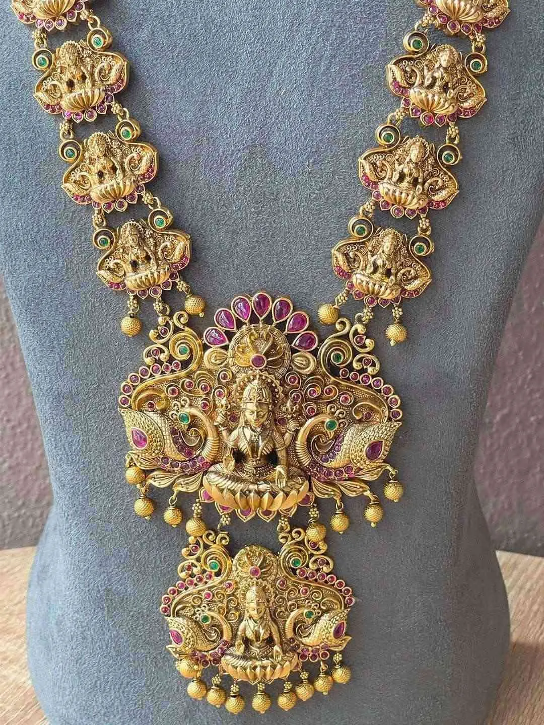 Lakshmi Jadau Double Pendant Necklace