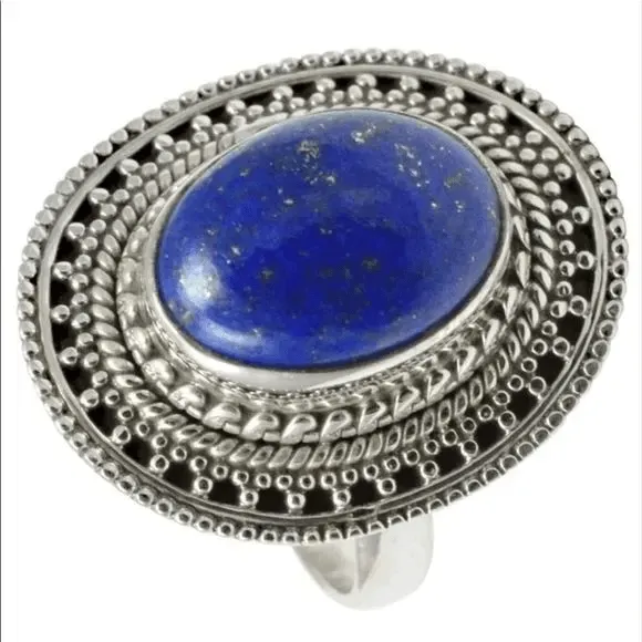 Lapis Lazuli Basket Weaved Sterling Silver Ring Custom Jewelry