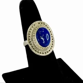 Lapis Lazuli Basket Weaved Sterling Silver Ring Custom Jewelry