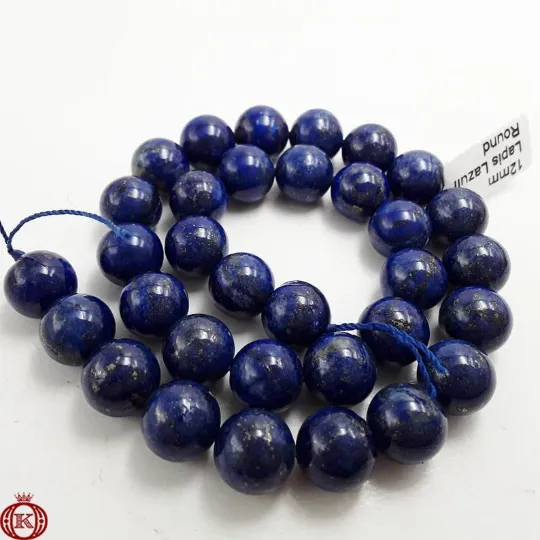 Lapis Lazuli Beads Smooth Round Color Enhanced