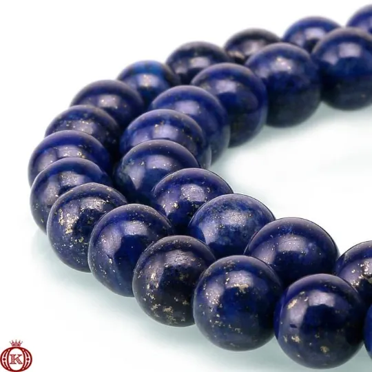 Lapis Lazuli Beads Smooth Round Color Enhanced