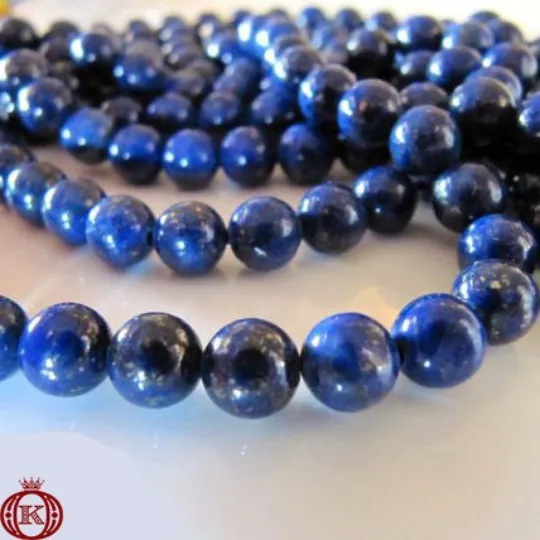 Lapis Lazuli Beads Smooth Round Color Enhanced