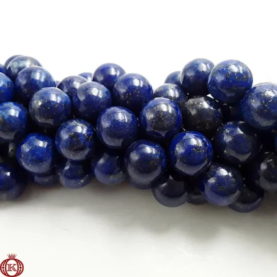 Lapis Lazuli Beads Smooth Round Color Enhanced