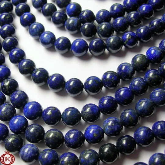 Lapis Lazuli Beads Smooth Round Color Enhanced