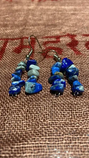 Lapis Lazuli Chips Dual-Strand Earrings