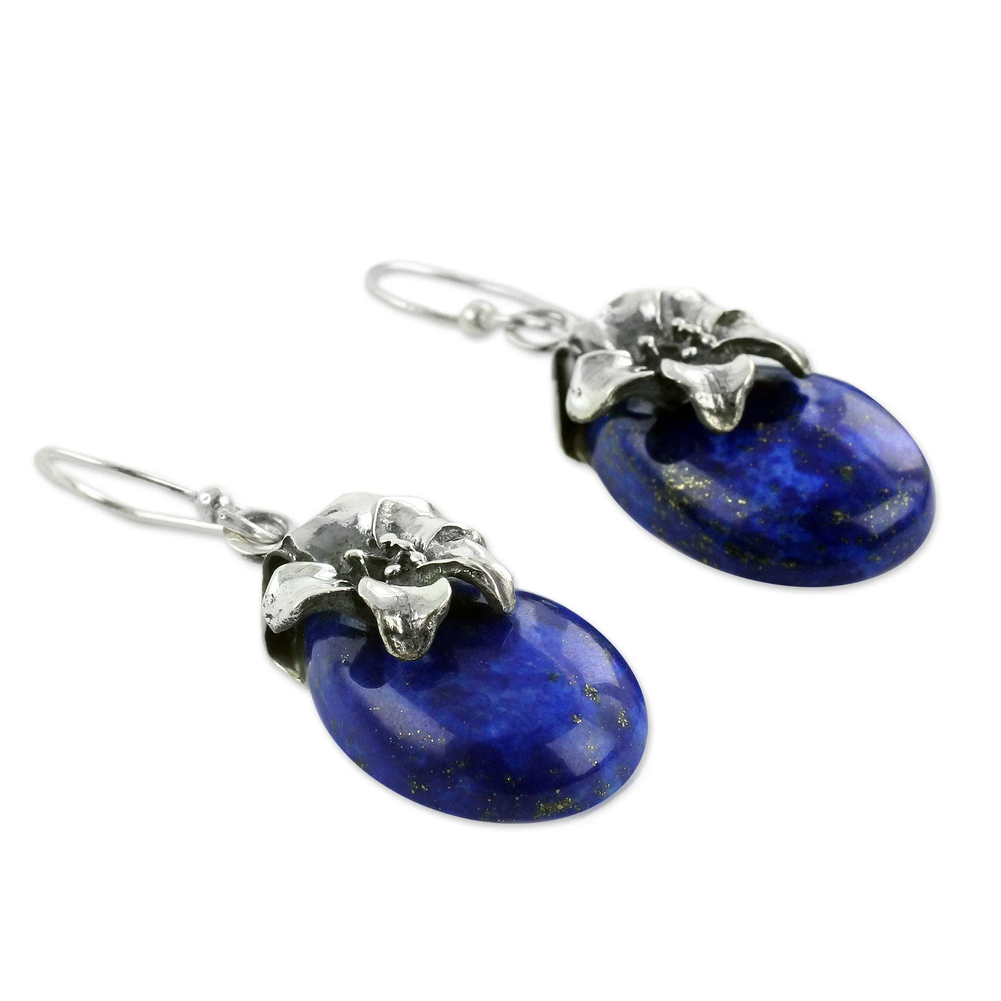 Lapis Lazuli Earrings Sterling Silver Floral Jewelry - Lovely Lily | NOVICA