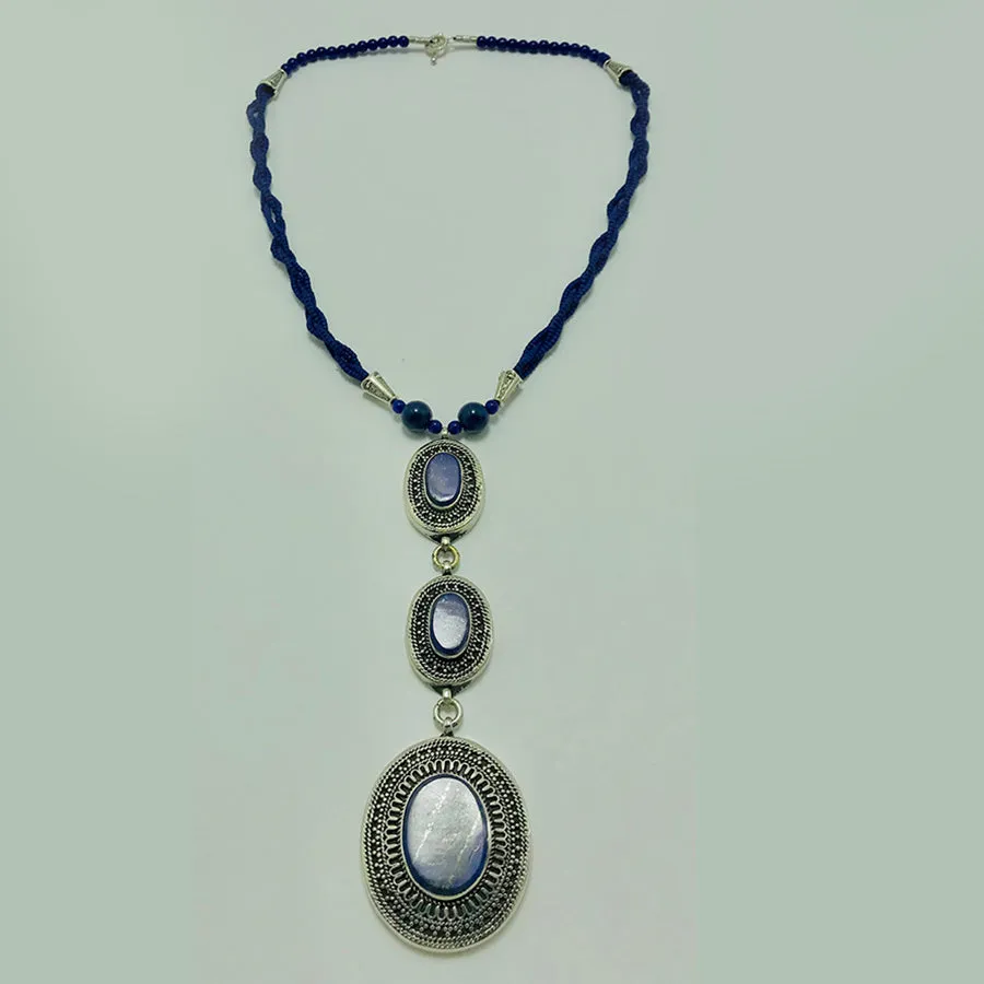 Lapis Lazuli Necklace with Triple Pendants