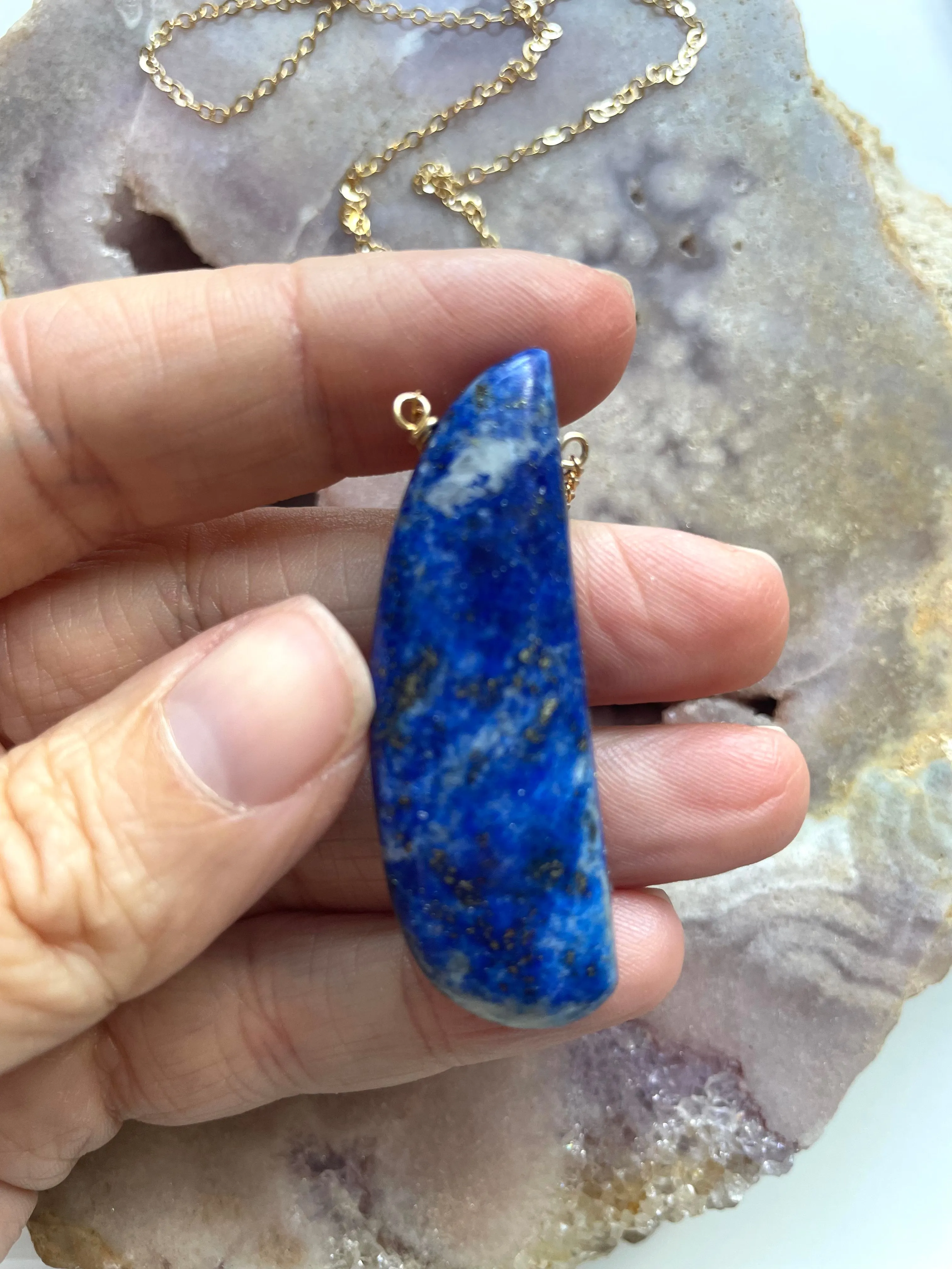 Lapis Lazuli Statement Necklace Gold Filled