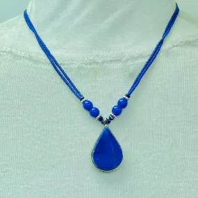 Lapis Lazuli Tear Drop Shape Pendant Necklace