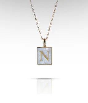 Letter N Moonstone Necklace