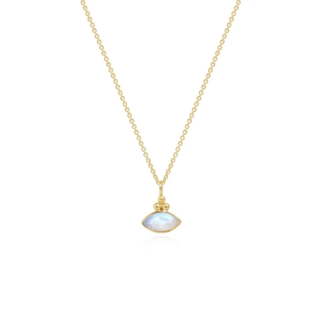 Little Eye Gold Rainbow Moonstone Necklace