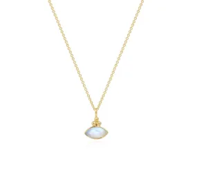 Little Eye Gold Rainbow Moonstone Necklace