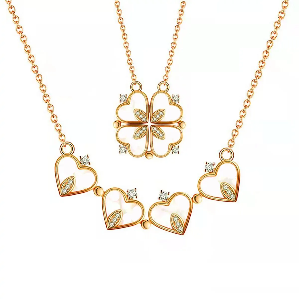 Lucky Four Leaf Clover Necklace, Gifts for Mother'S Day Valentine'S Day Day Birthday