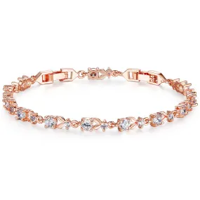 Luxury 18K Rose Gold Plated Chain Bracelet for Women Ladies Shining AAA Cubic Zircon Crystal Jewelry Wedding