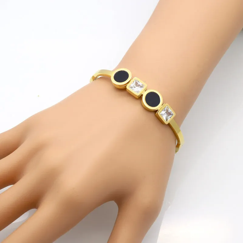 Luxury Jewelry Zircon Love Bracelets For Women 316L Stainless Steel Gold Plated Crystal Brand Lover Charm Bracelets & Bangles