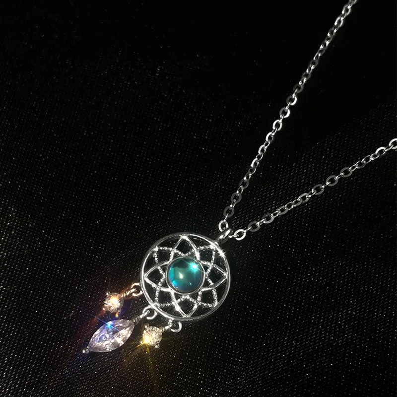 Magical Rainbow Moonstone Dreamcatcher Pendant Necklace