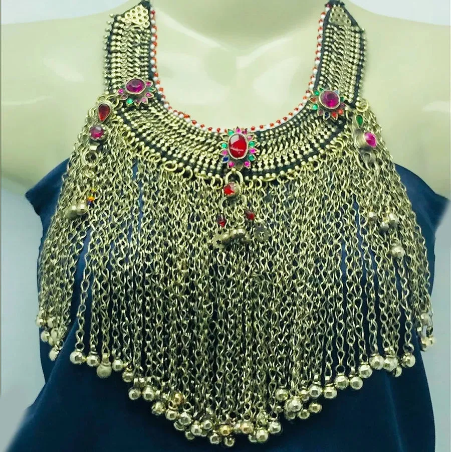 Massive Gypsy Silver Kuchi Dangling Bells Choker