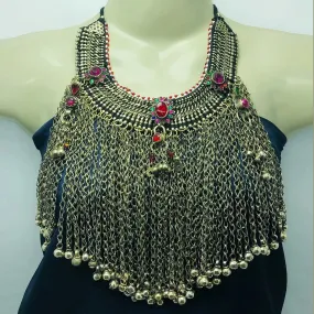 Massive Gypsy Silver Kuchi Dangling Bells Choker